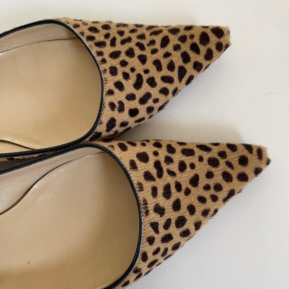 JIMMY CHOO Black & Tan Leather & Pony Hair Animal Print Kitten Heels: Size 39.5 - Picture 5 of 8